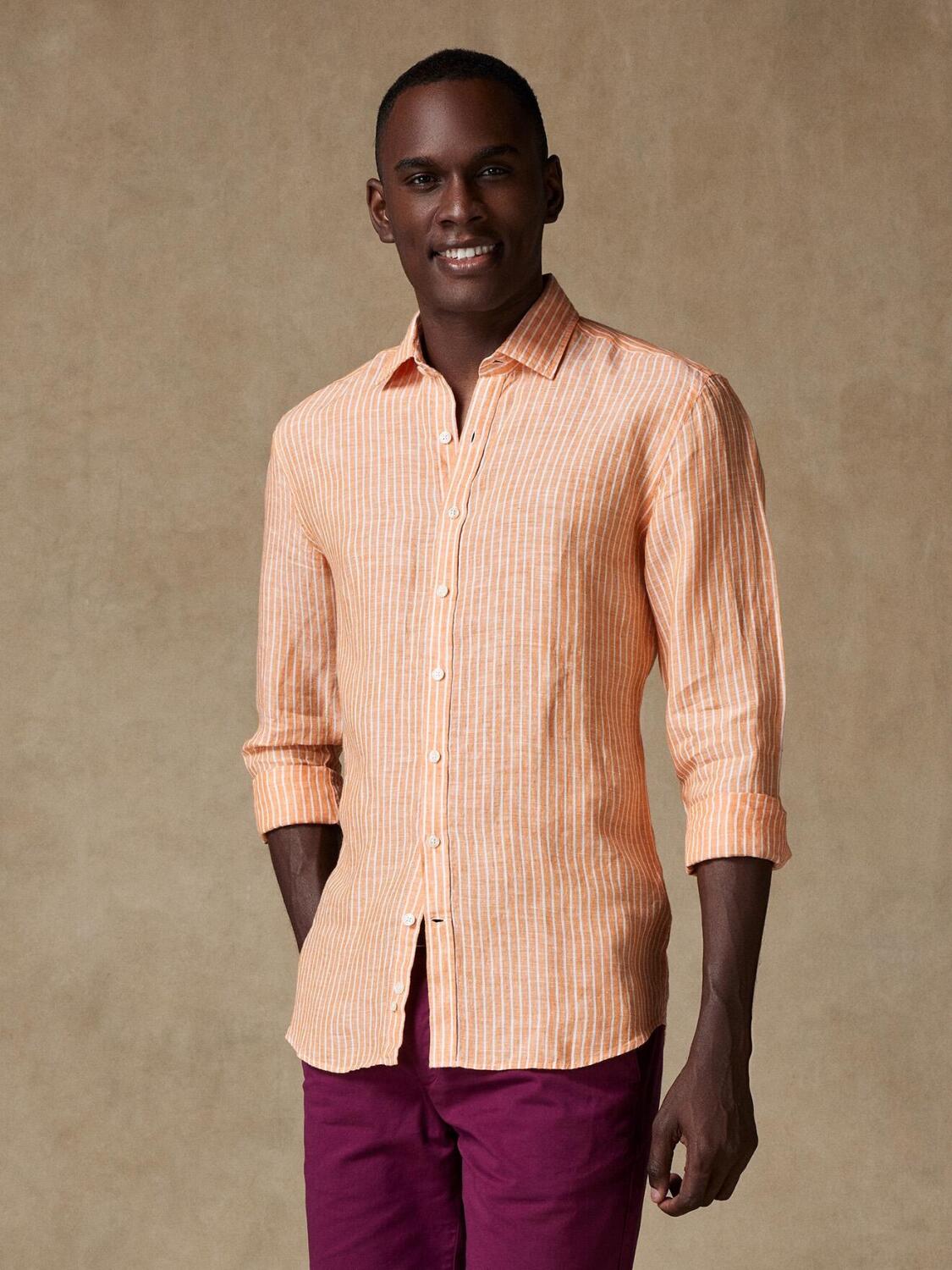 Karl shirt in orange linen stripes
