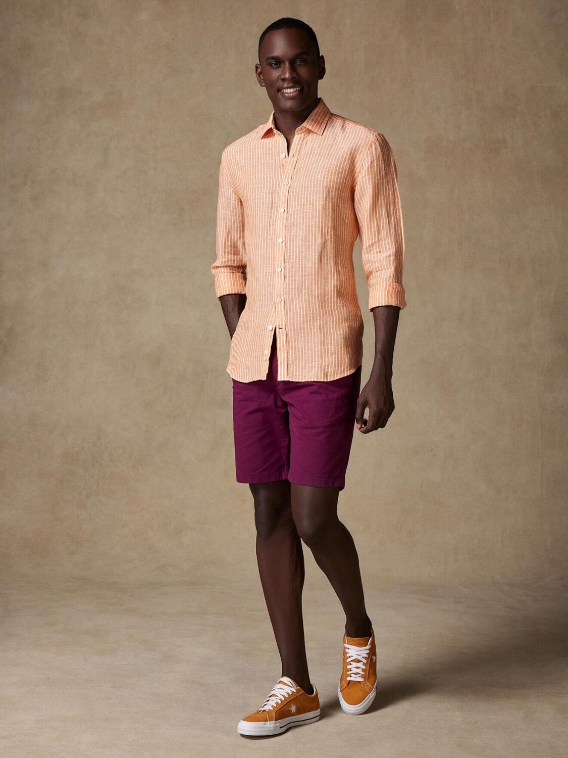 Karl shirt in orange linen stripes