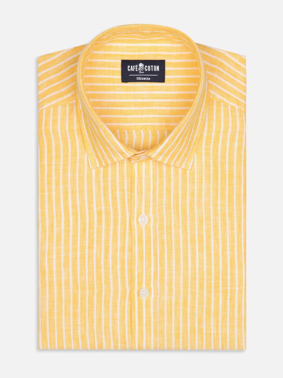 Karl shirt in yellow linen stripes