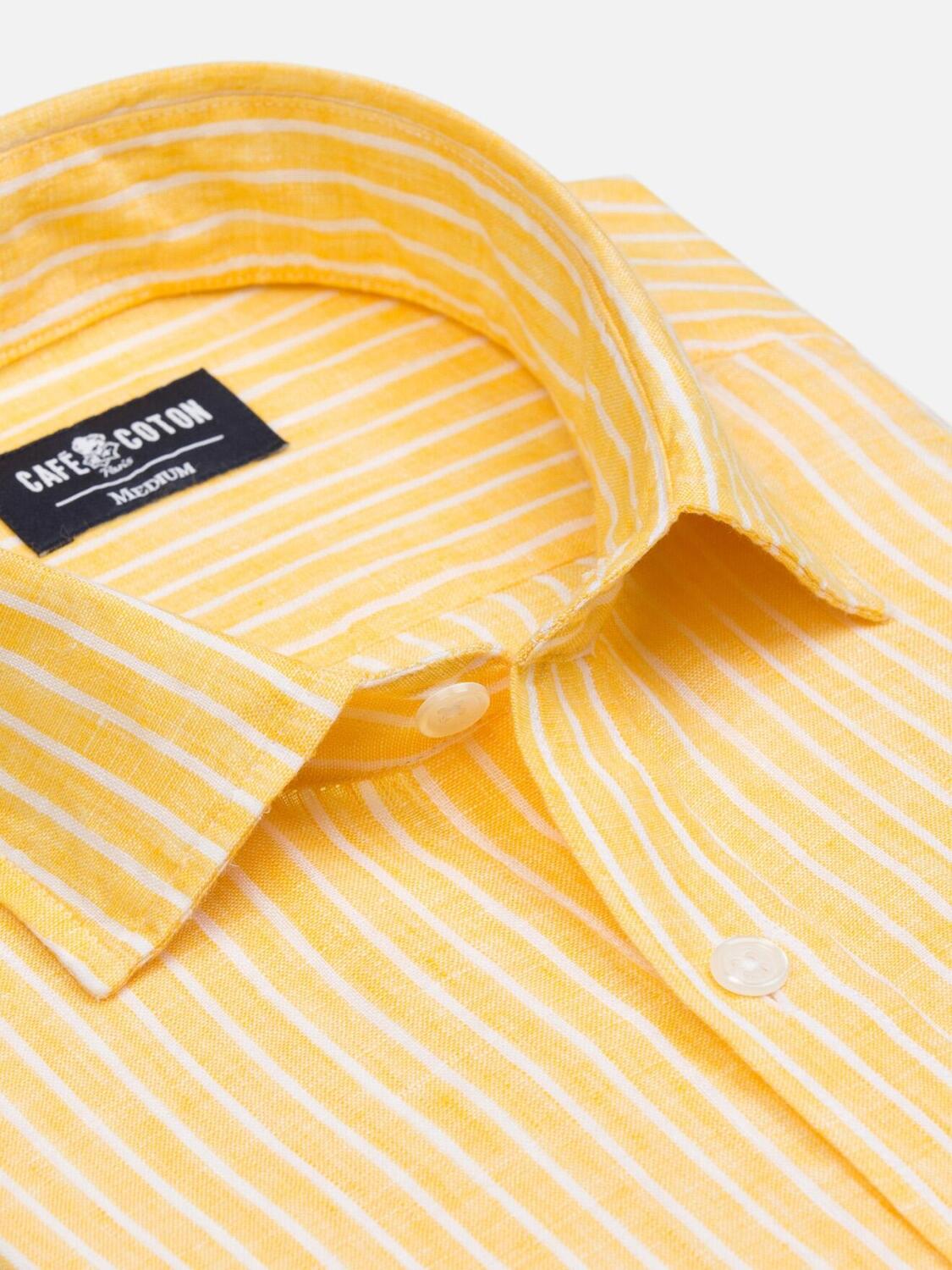 Karl shirt in yellow linen stripes