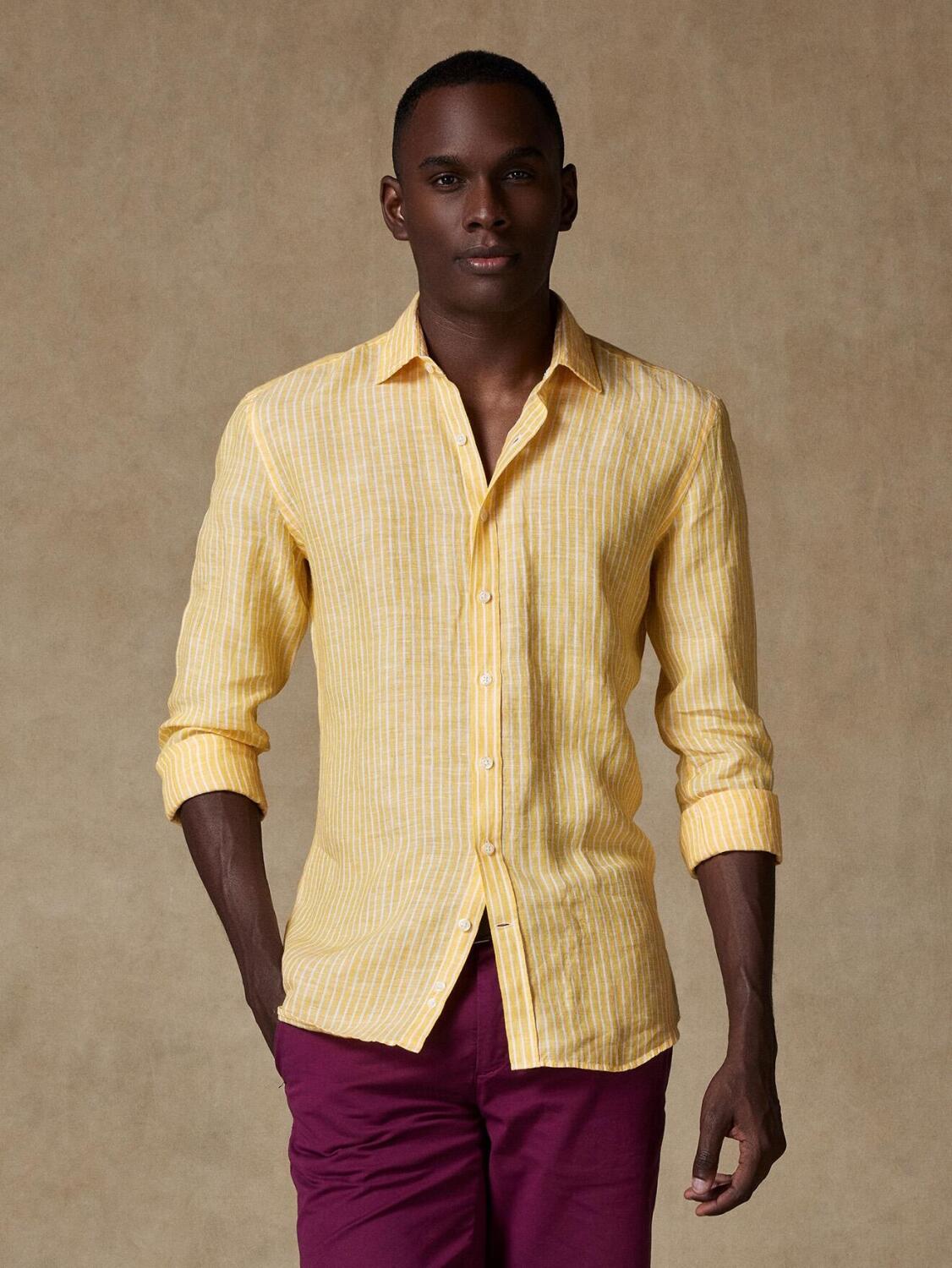 Karl shirt in yellow linen stripes