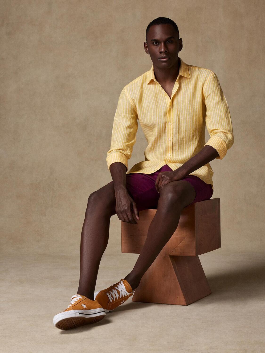 Karl shirt in yellow linen stripes