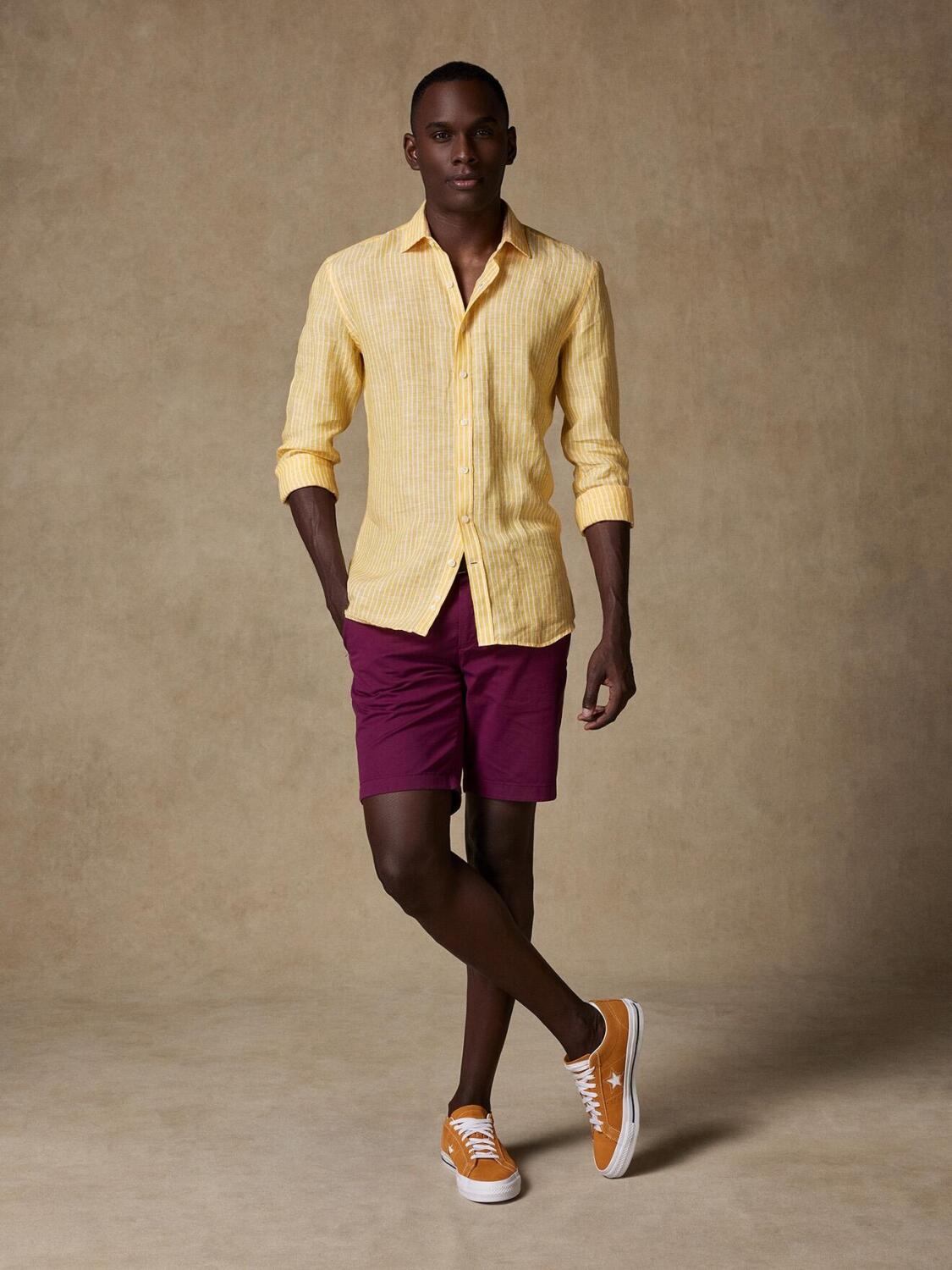 Karl shirt in yellow linen stripes