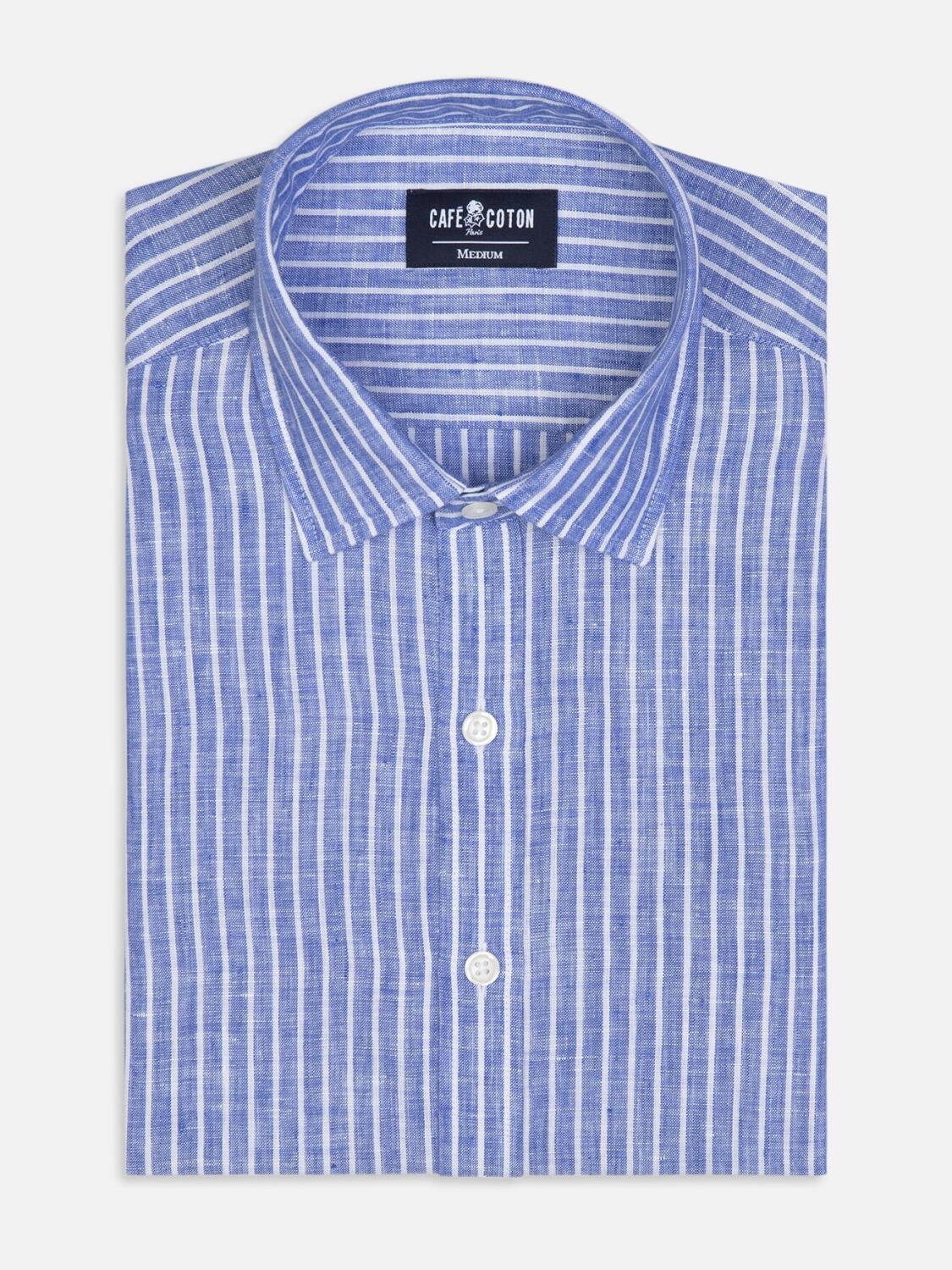 Camisa Karl a rayas de lino azul