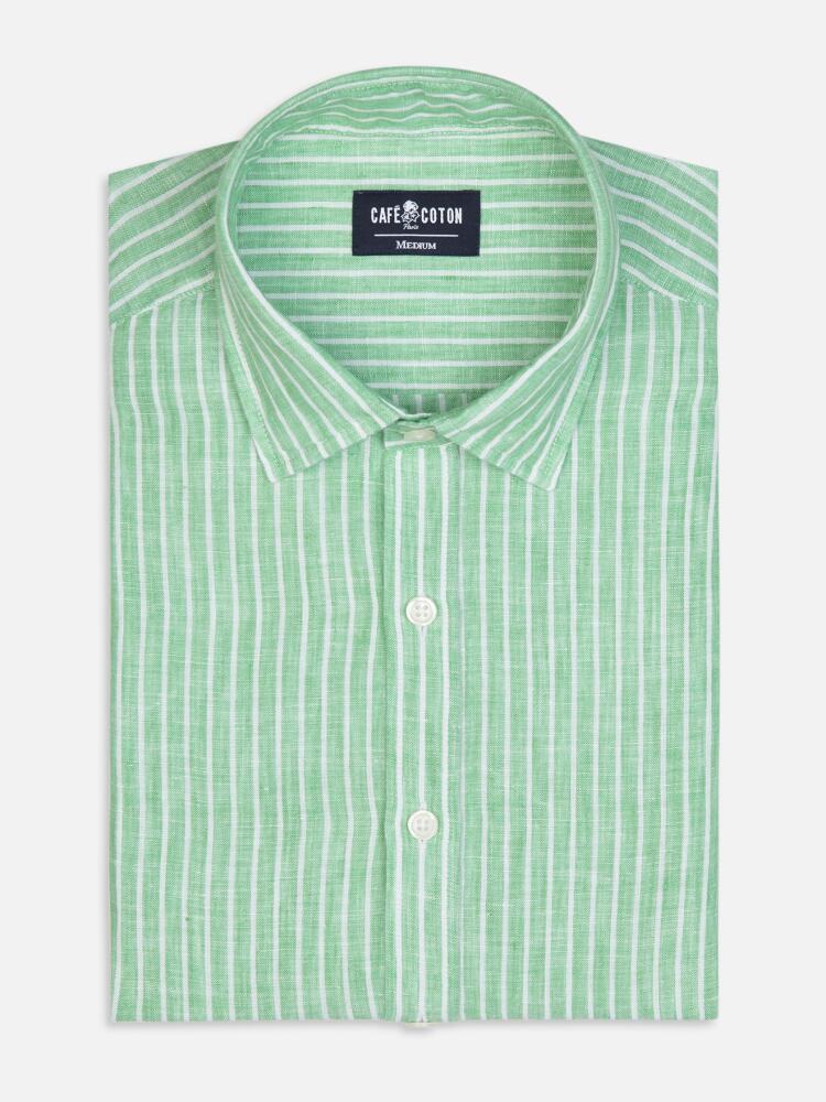 Karl shirt in green linen stripes