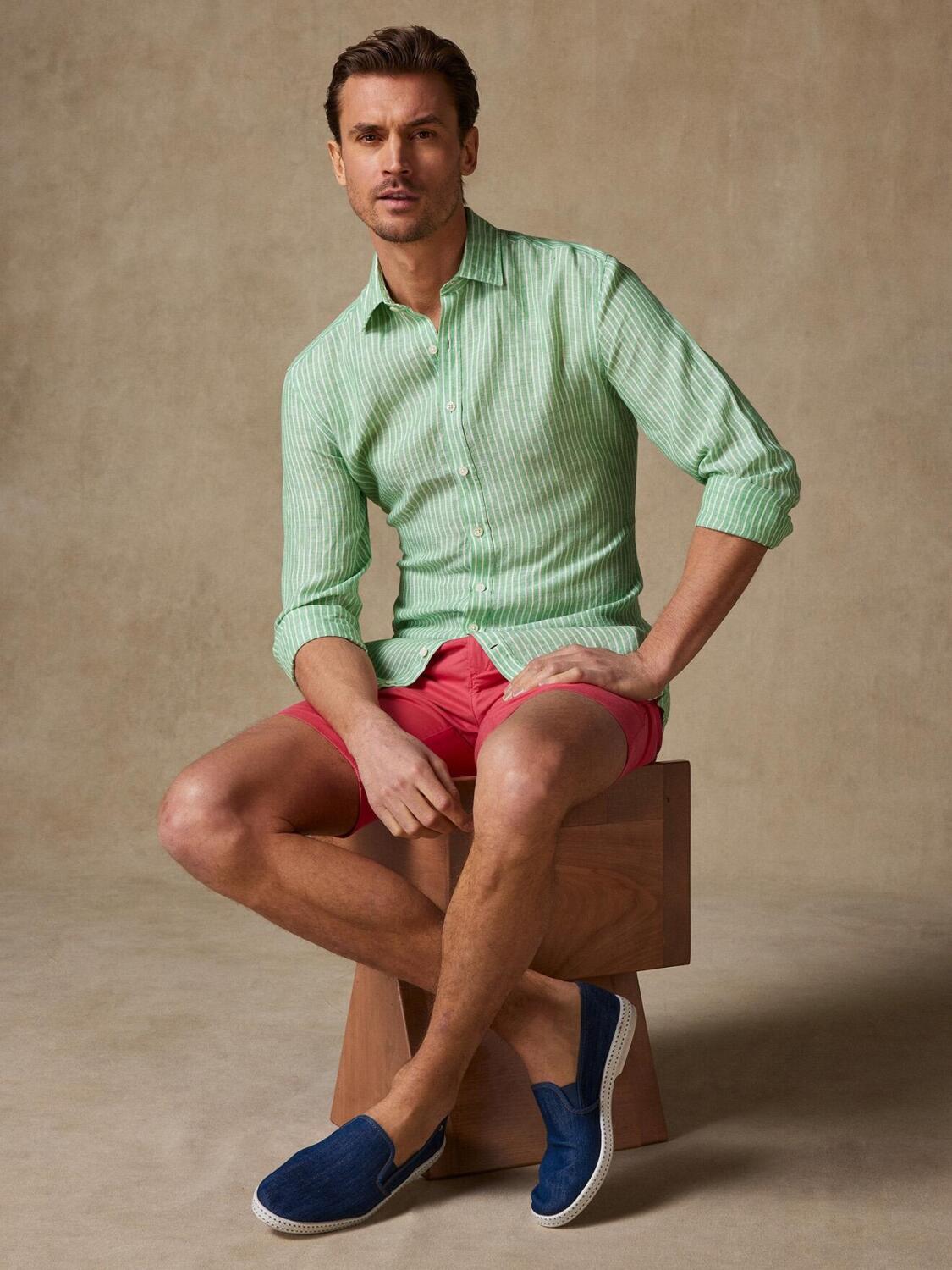 Chemise Karl en lin à rayures vertes