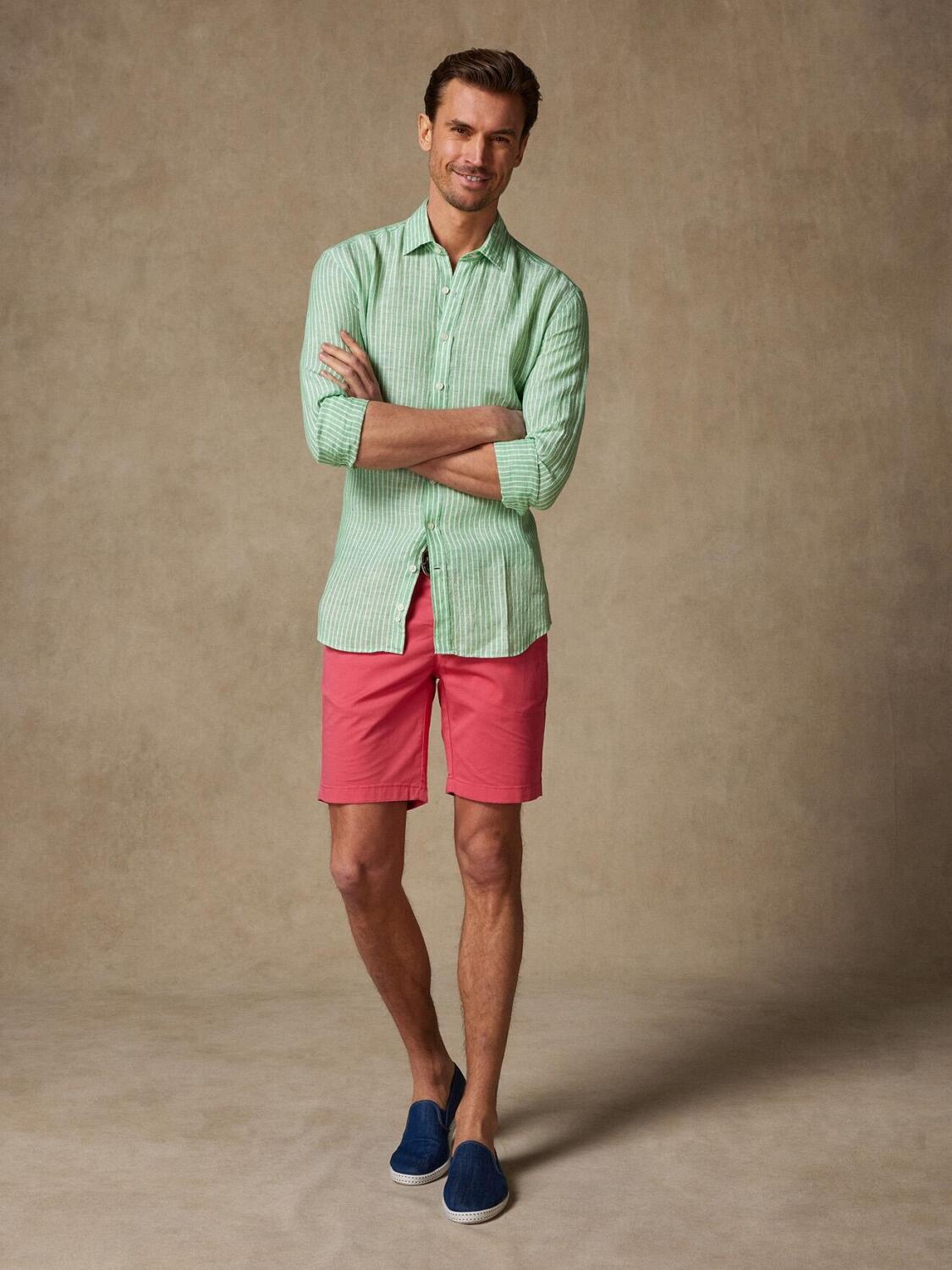 Chemise Karl en lin à rayures vertes