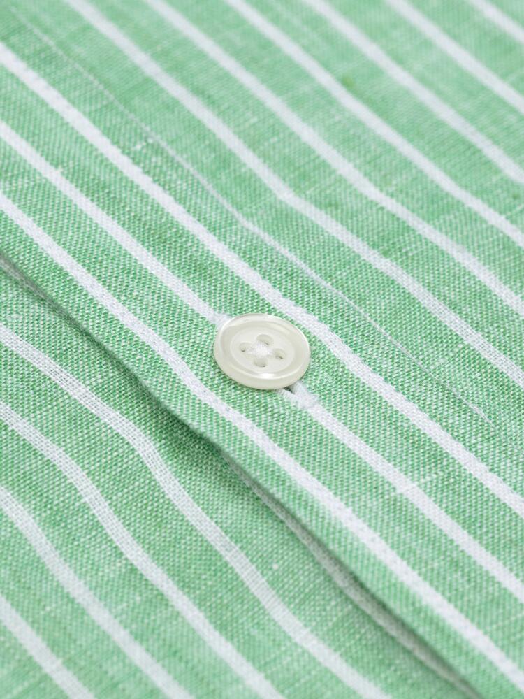 Karl shirt in green linen stripes