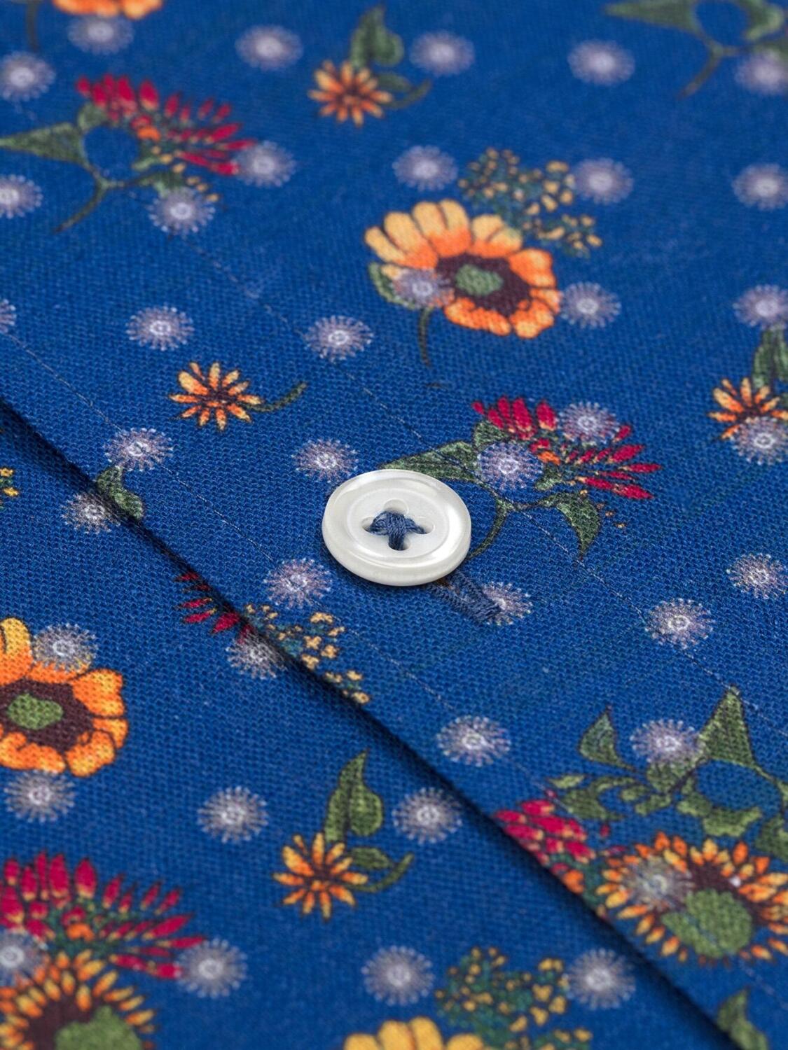 Keith overhemd in gebloemd linnen