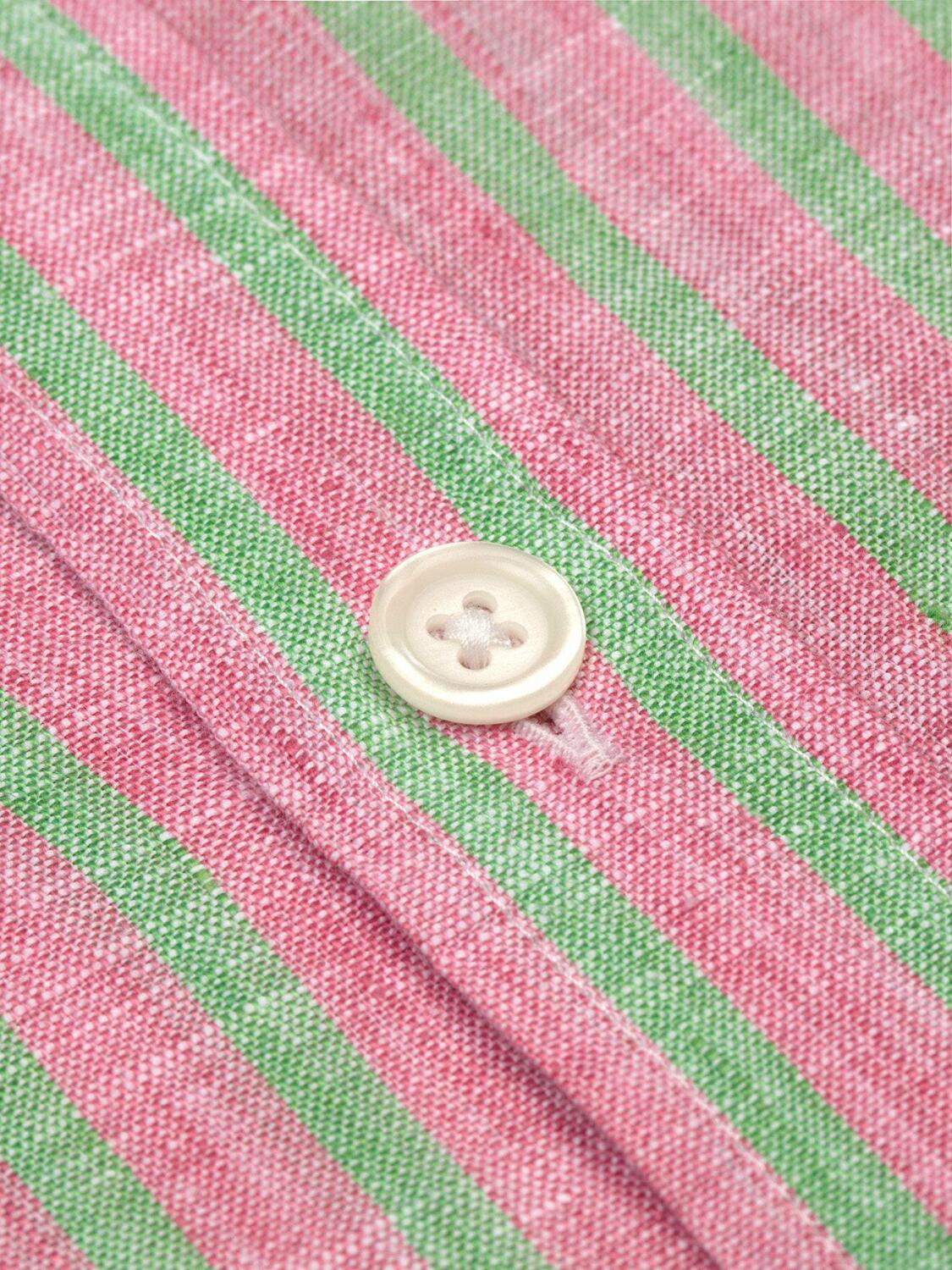 Chemise Lennon en lin fucshia &agrave; rayures