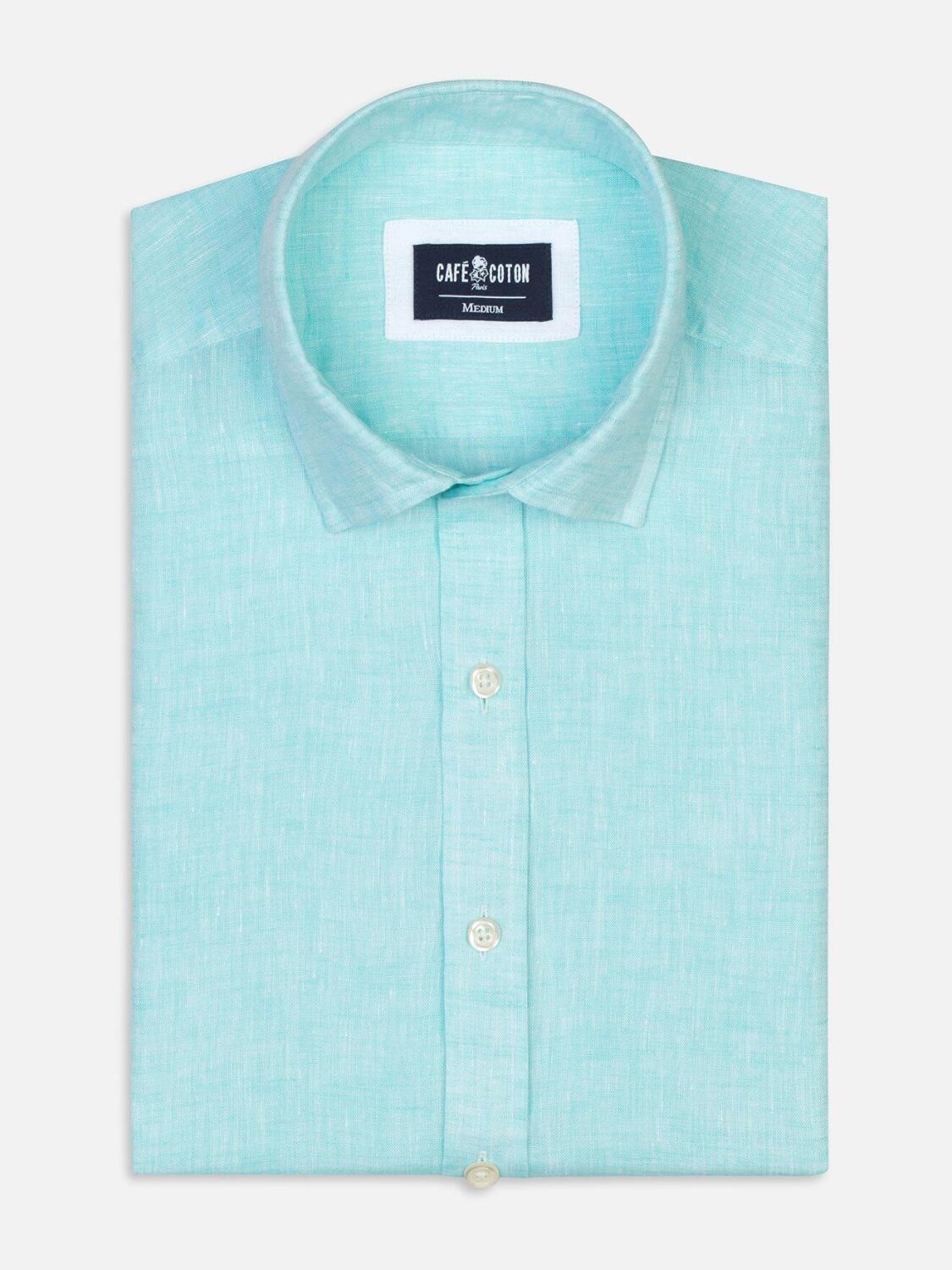 Turquoise linen shirt