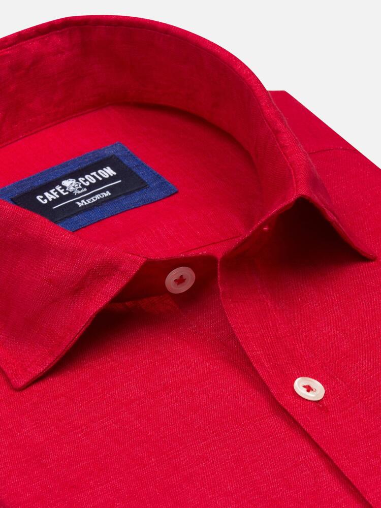 Red linen shirt