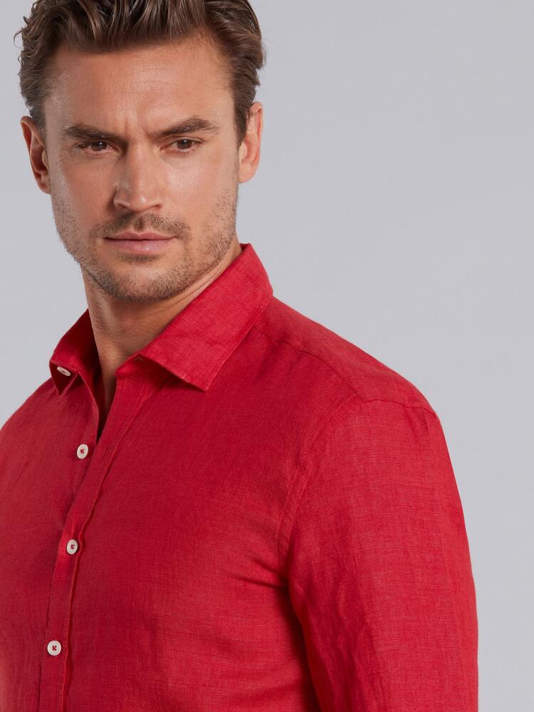 Red linen shirt