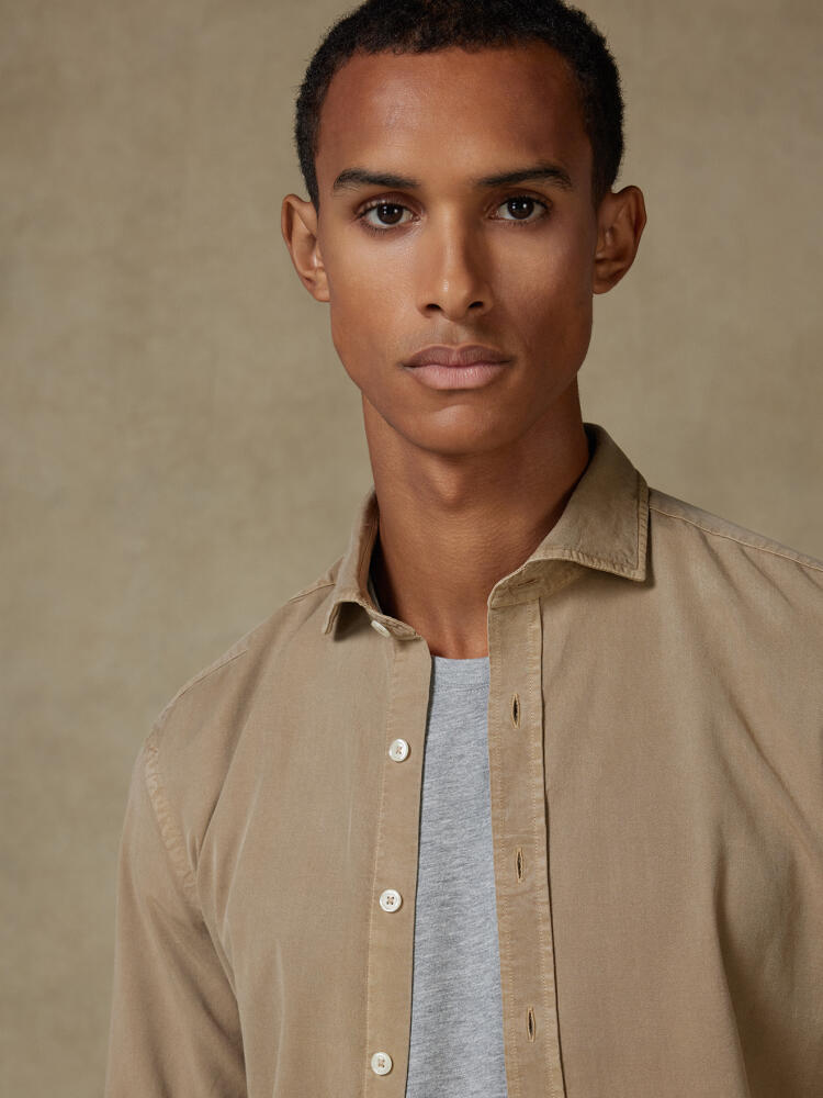 Lio shirt in washed gabardine mink