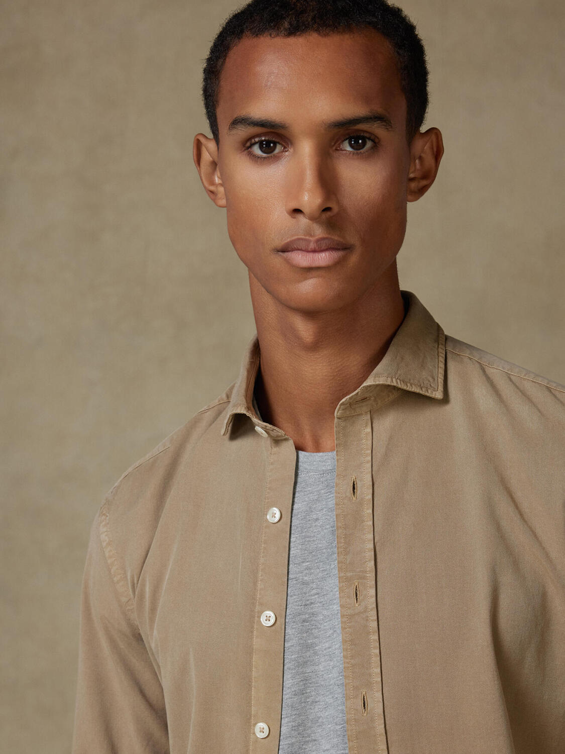 Lio shirt in washed gabardine mink