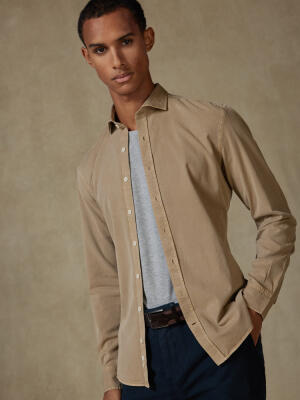 Lio shirt in washed gabardine mink