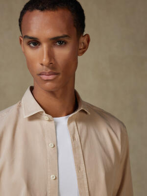Lio shirt in washed gabardine sand