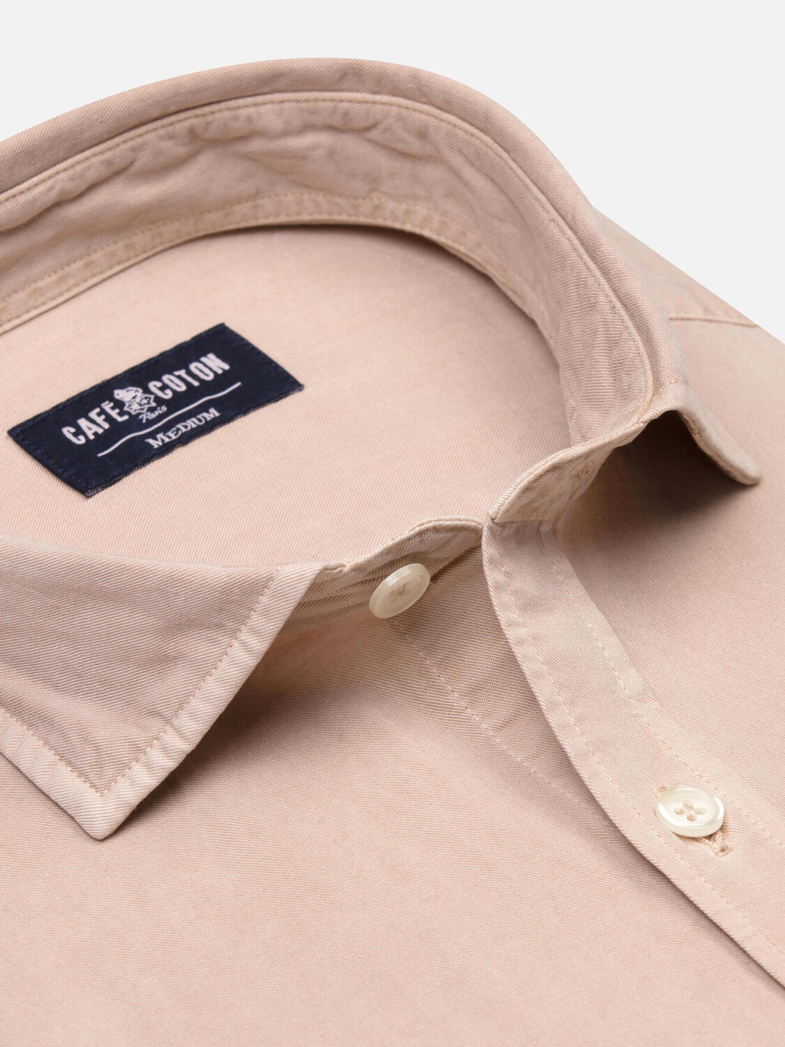 Lio shirt in washed gabardine sand