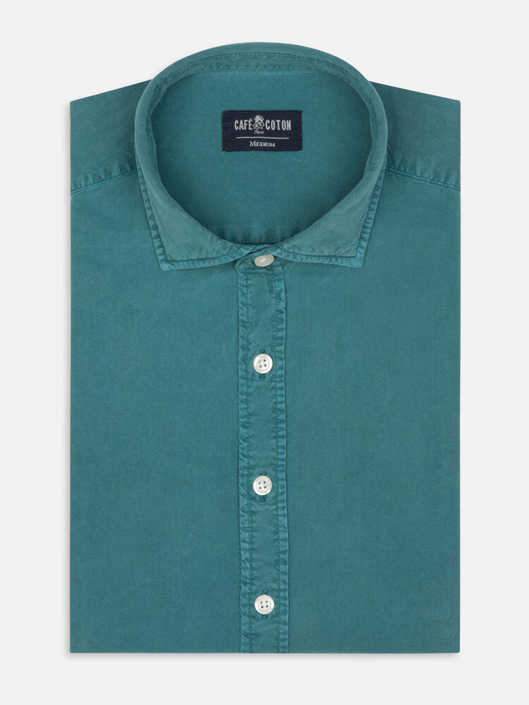 Lio shirt in celadon washed gabardine