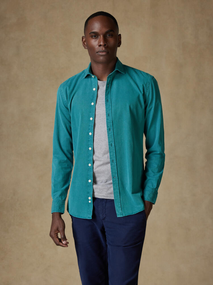 Lio shirt in celadon washed gabardine