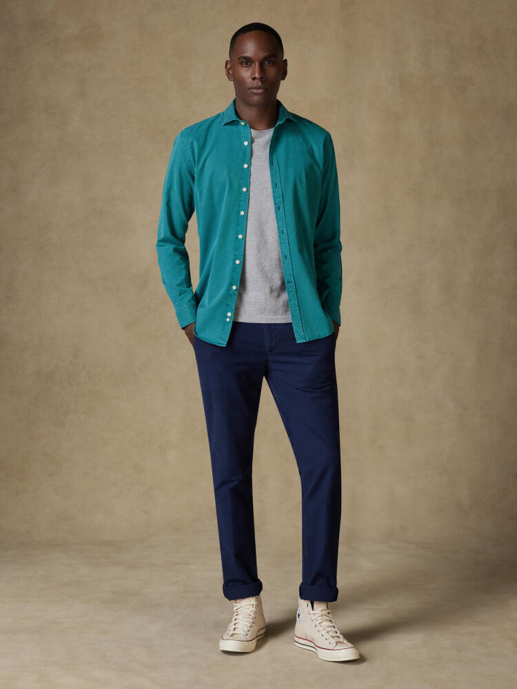 Lio shirt in celadon washed gabardine