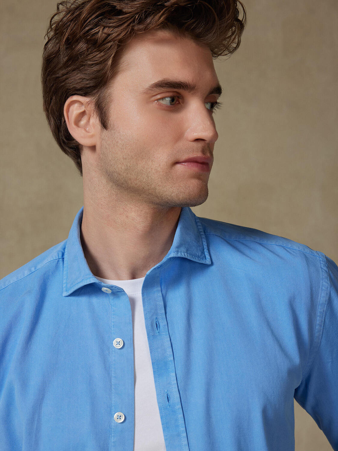 Lio shirt in washed gabardine sky blue