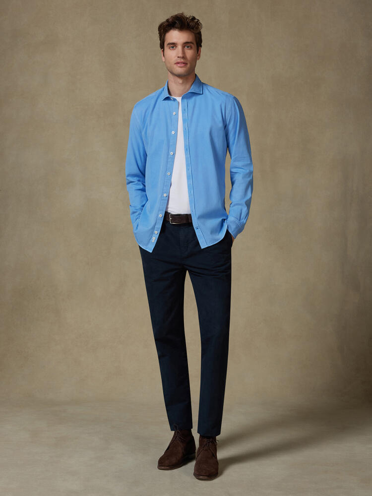 Lio shirt in washed gabardine sky blue