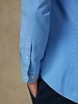 Lio shirt in washed gabardine sky blue