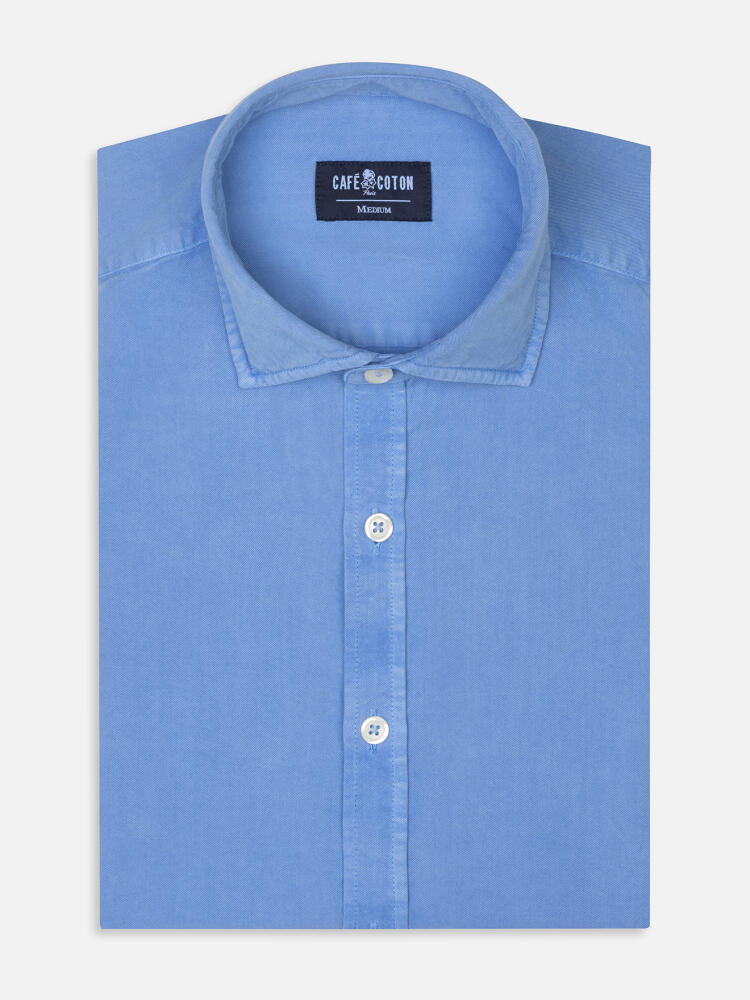 Lio shirt in washed gabardine sky blue