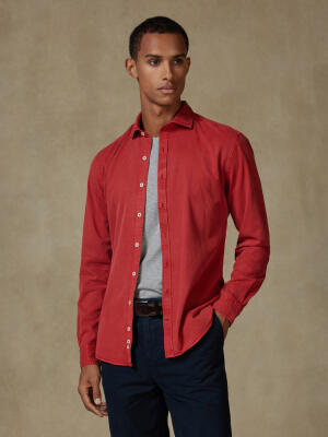 Camicia Lio in gabardina lavata mattone