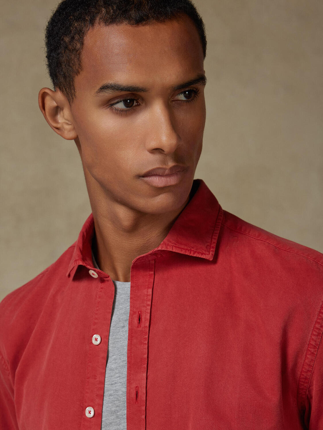 Camicia Lio in gabardina lavata mattone