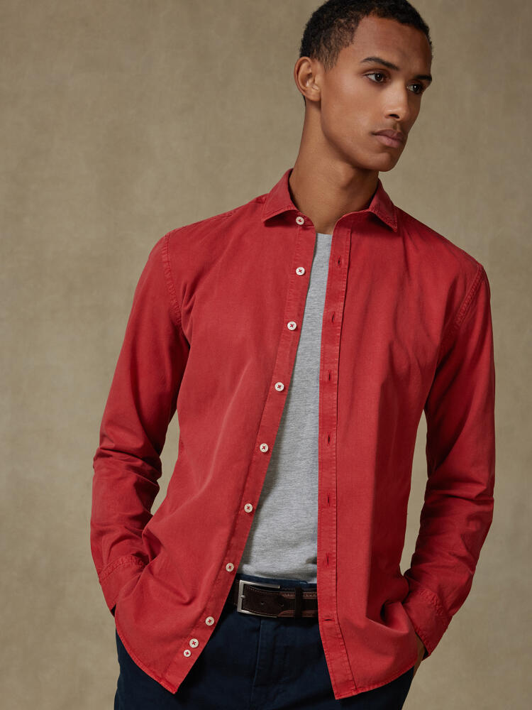 Camicia Lio in gabardina lavata mattone