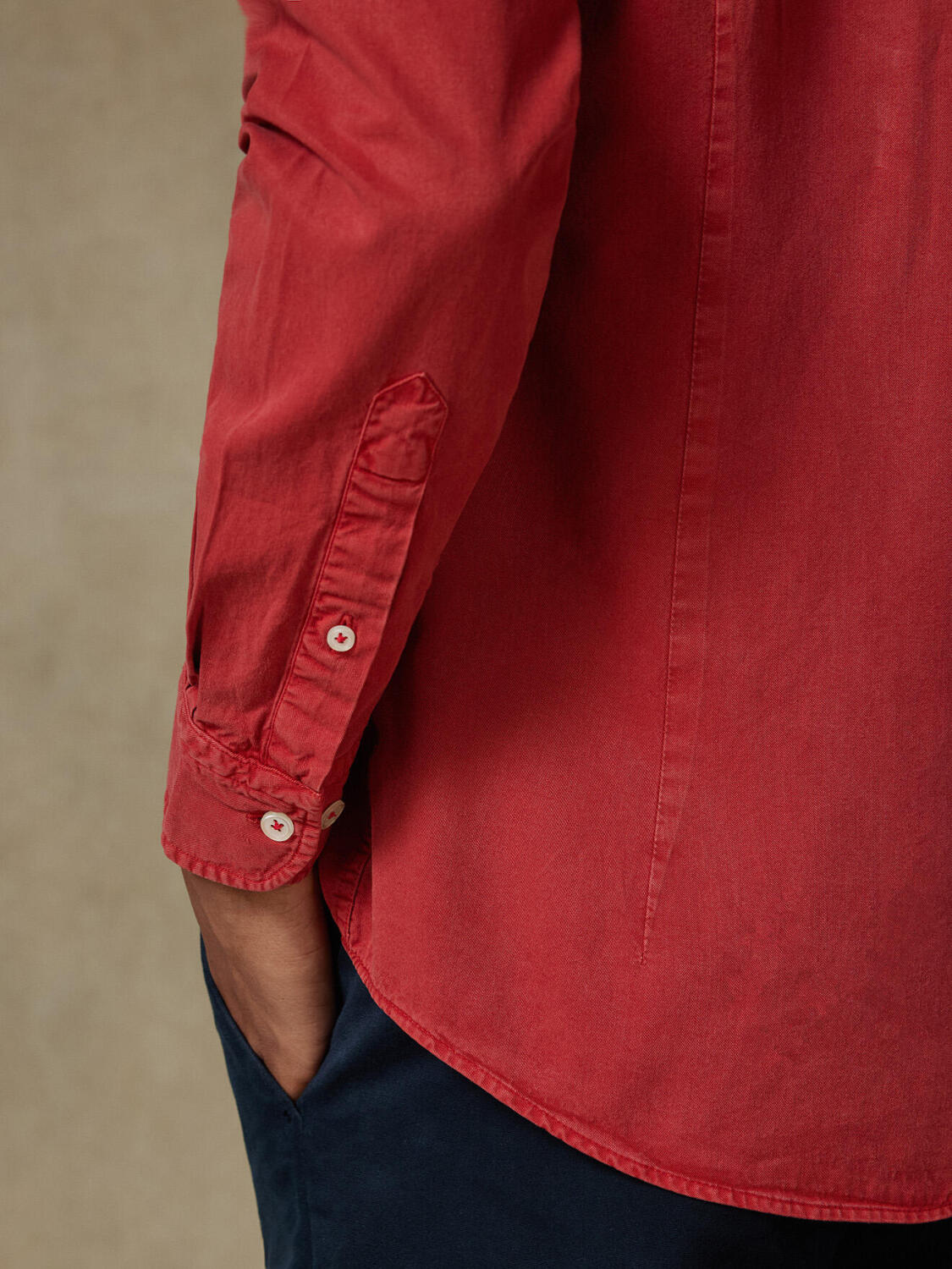 Camicia Lio in gabardina lavata mattone