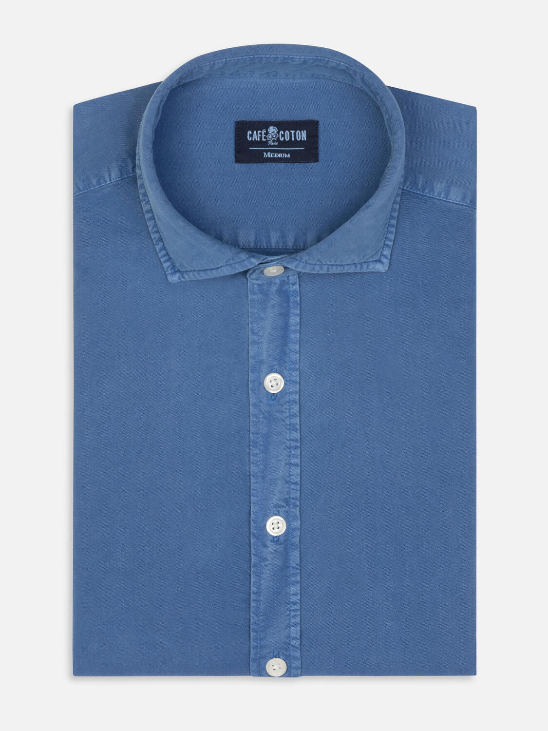 Chemise Lio en gabardine lavée bleue