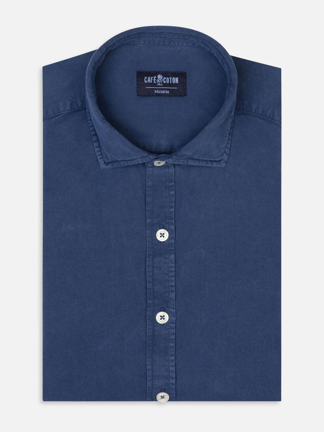 Lio shirt in washed gabardine blue