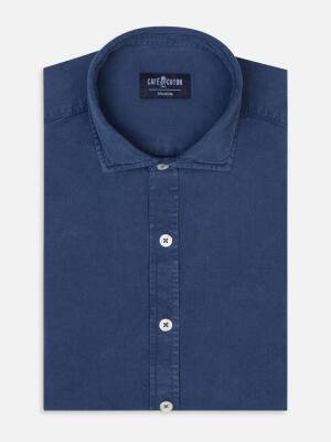 Lio shirt in washed gabardine blue