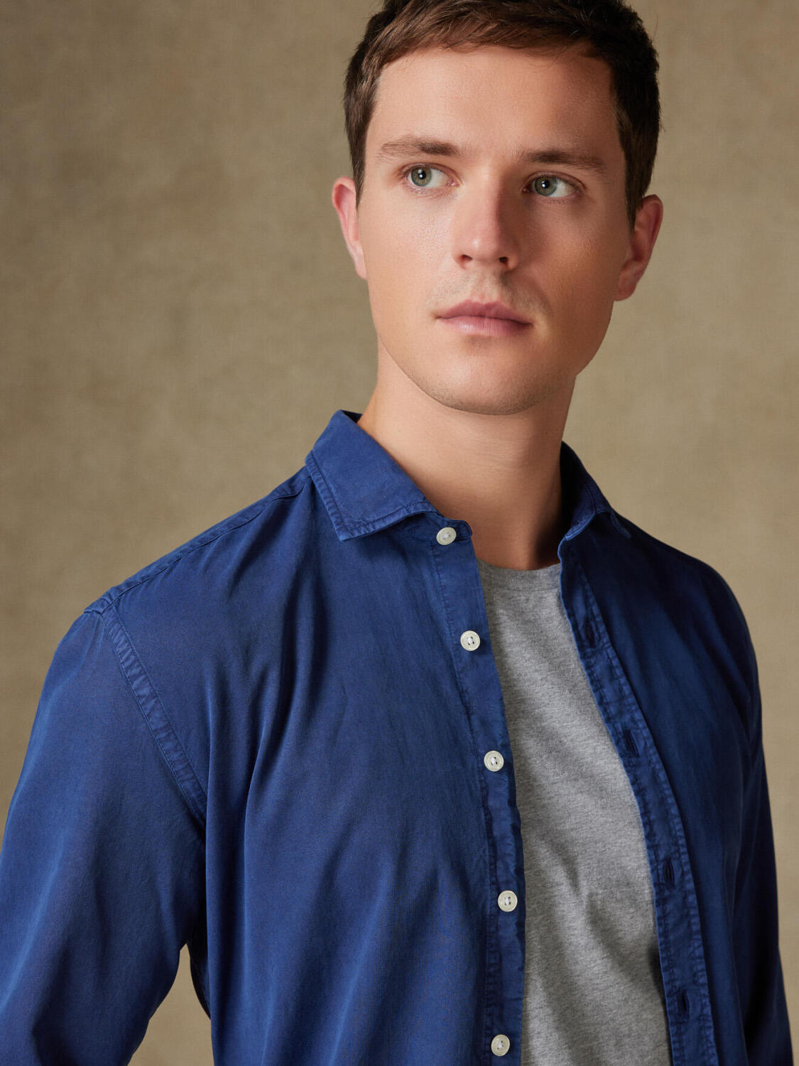 Chemise Lio en gabardine lavée marine