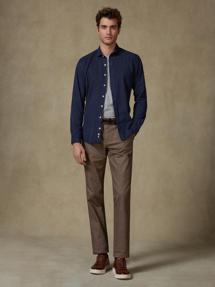 Lio shirt in washed gabardine navy