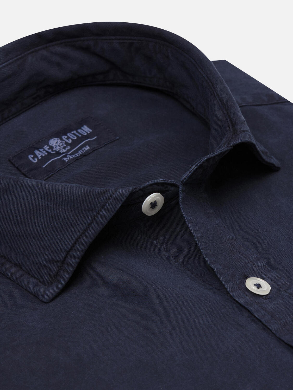 Lio shirt in washed gabardine navy