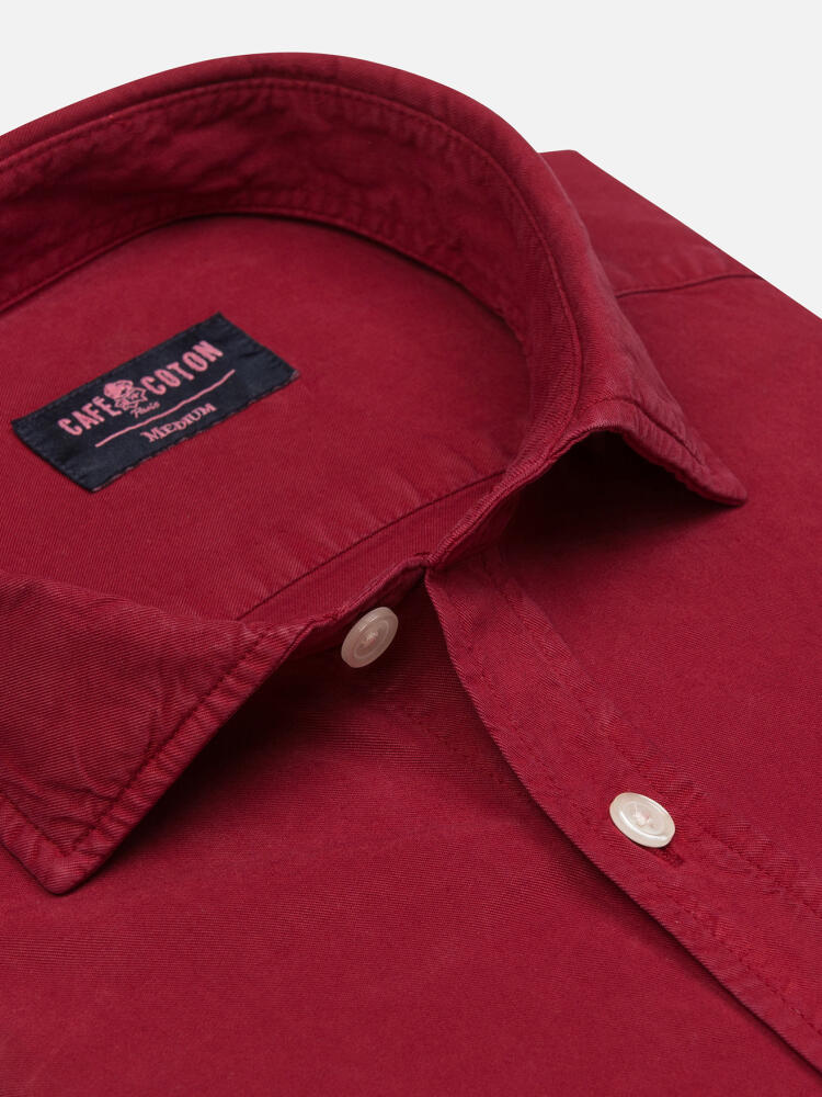 Lio shirt in red washed gabardine