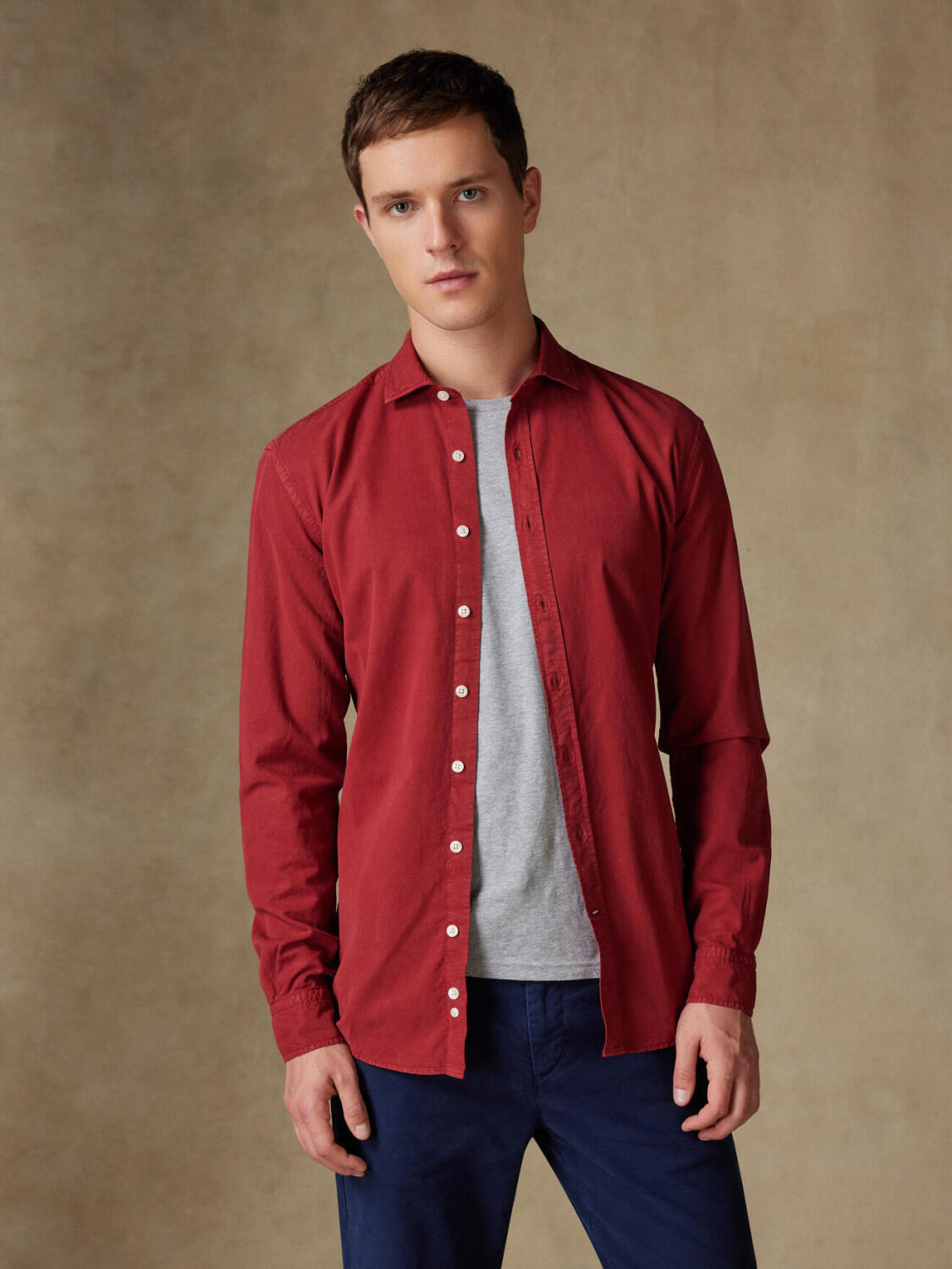 Chemise Lio en gabardine lavée rouge
