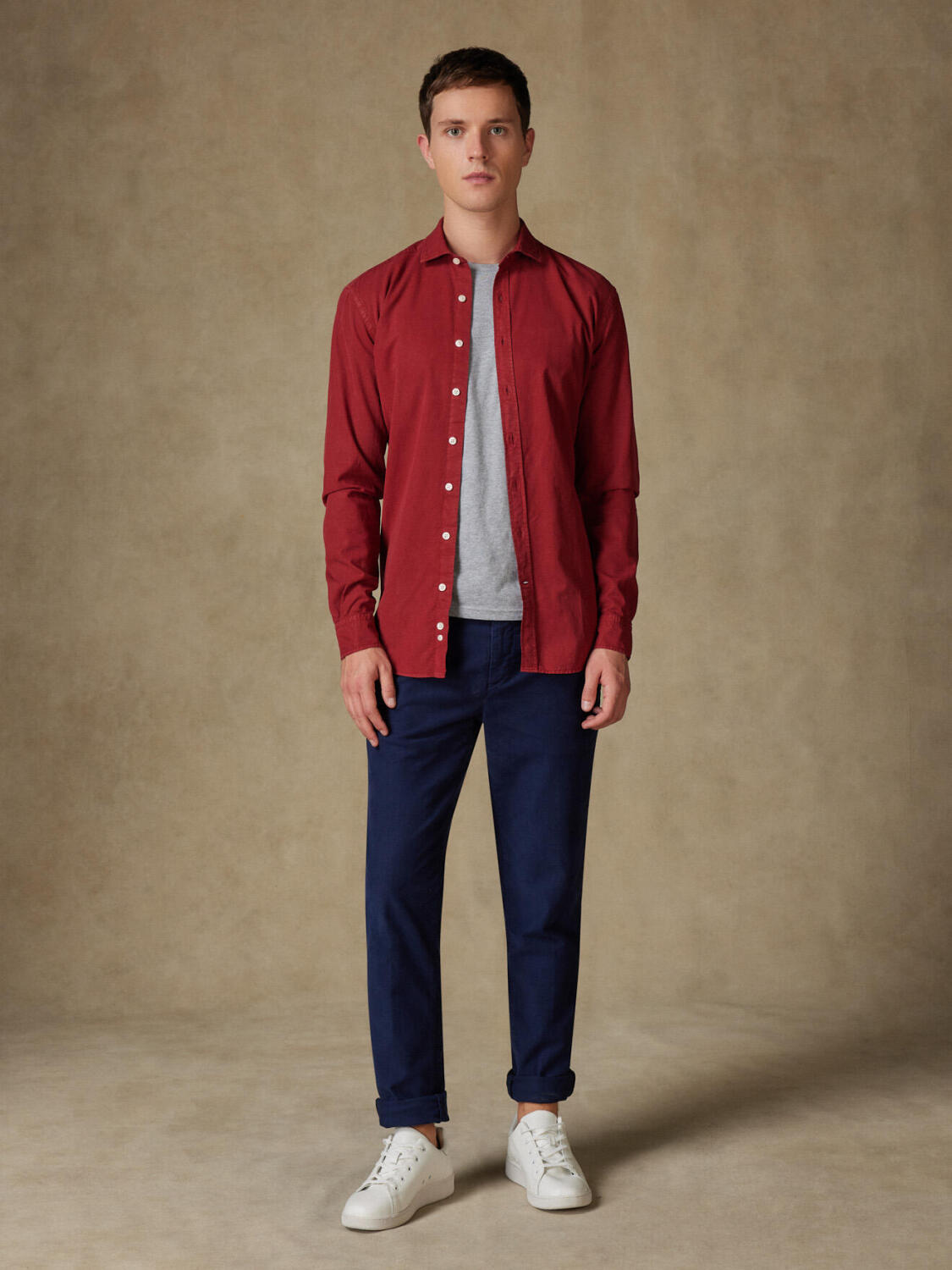 Chemise Lio en gabardine lavée rouge