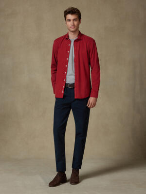 Camicia Lio in gabardina lavata rosso