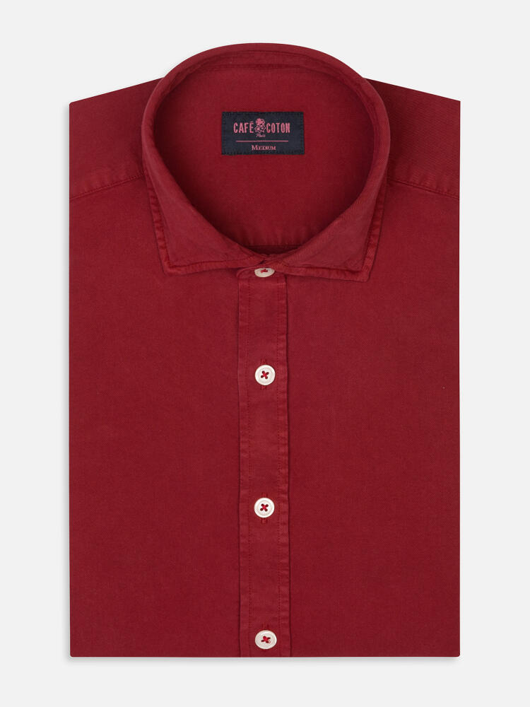 Lio shirt in washed gabardine red