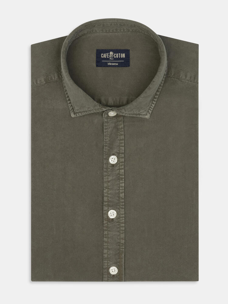 Lio shirt in khaki washed gabardine