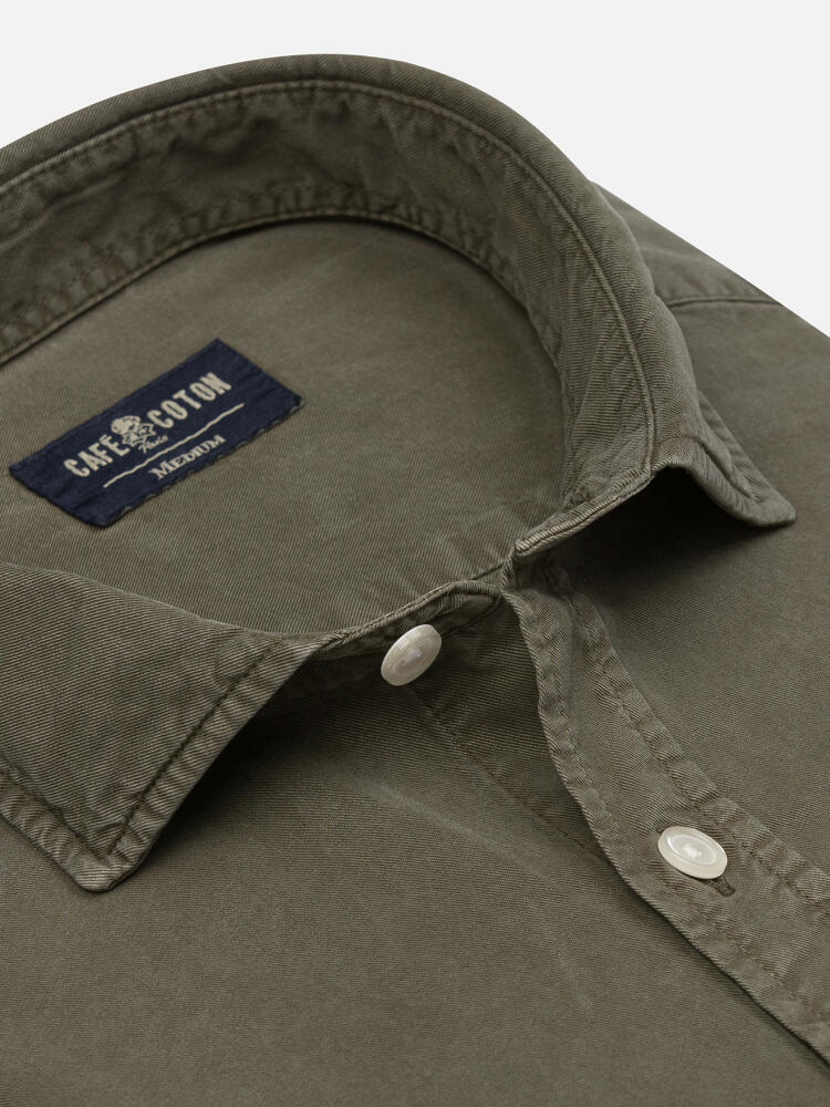 Lio shirt in khaki washed gabardine