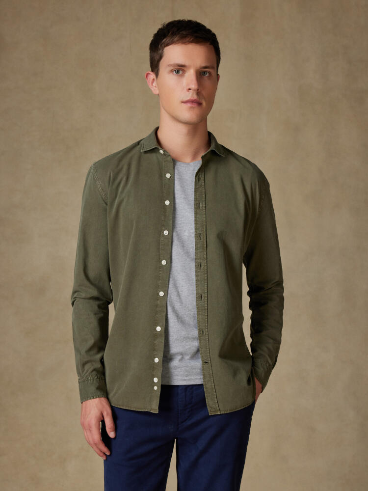 Lio shirt in khaki washed gabardine