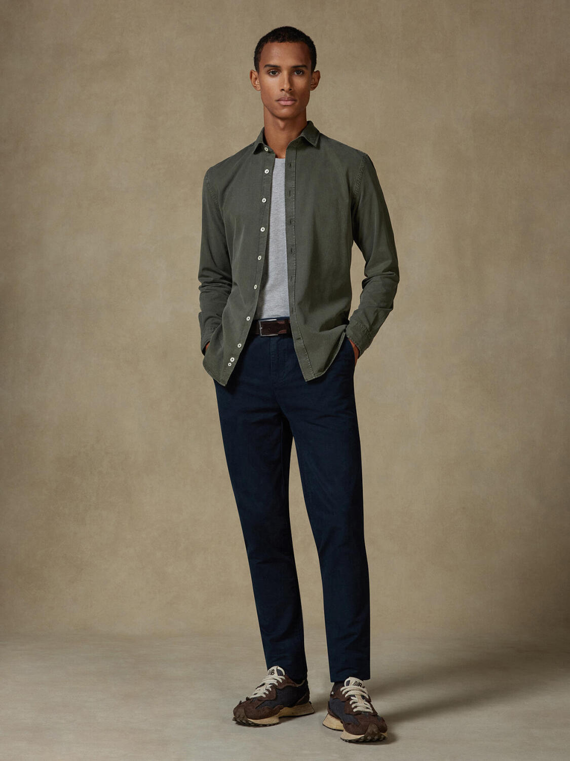 Camicia Lio in gabardina lavata kaki