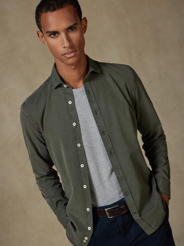 Camicia Lio in gabardina lavata kaki