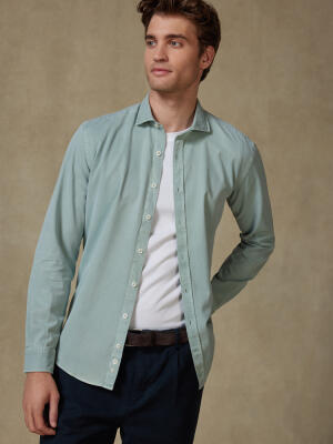Camicia Lio in gabardina lavata mandorla
